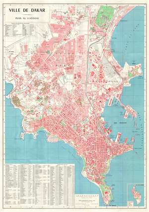 1964 Institut Geographique City Map of Dakar, Senegal