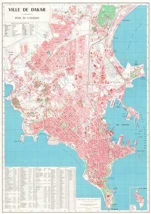 1964 Institut Geographique City Plan or Map of Dakar, Senegal