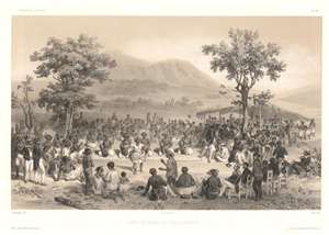 1845 Lauvergne Early View of a Lūʻau / Luau, Hawaiian Islands