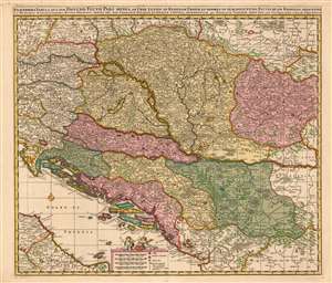 1677 Visscher Map of Hungary, Croatia, Bosnia, Serbia and Dalmatia