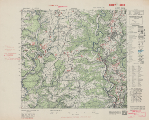 1945 WWII First Army Map of German Defenses on Part of the Luxembourg-Germany Border