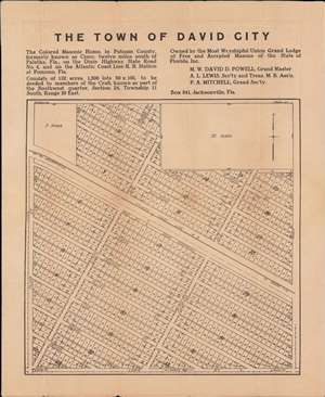 1920 Colored Masonic Map of David City, Florida (Proposed African-American town near Jacksonville)
