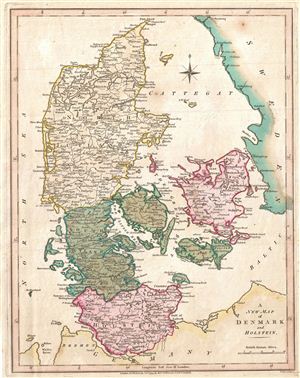 1794 Wilkinson Map of Denmark and Holstein