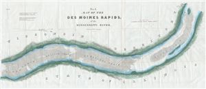 1837 Robert E. Lee Map of the Des Moines Rapids, Mississippi River