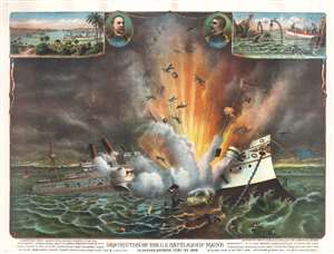 1898 Kurz Allison View of the Destruction of the Battleship Maine, Havana, Cuba