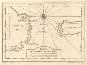 1753 Bellin Map of the Le Maire Strait, Argentina