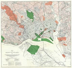 1901 Parks Commission Map or Plan of Washington D.C. showing Park System