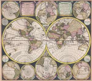 1706 Schenk Double Hemisphere Map of the World