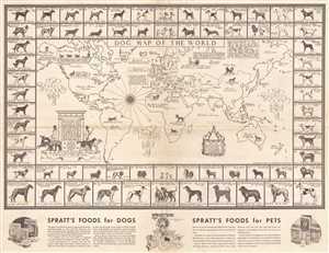 1933 Sims Pictorial Dog Map of the World