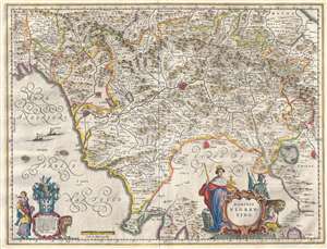 1646 Blaeu Map of Tuscany (Florence), Italy