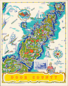 1957 Gates Pictorial Map of Door County, Wisconsin