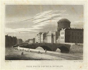 1828 Petrie View of The Four Courts, Dublin, Ireland