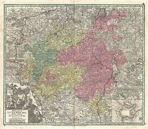 1730 Seutter Map of Luxembourg and Eastern Belgium