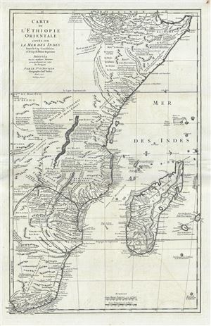 1727 D'Anville Map of East Africa and South Africa