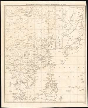 1800 Pennant Map of Southeast Asia, China, Korea and Japan