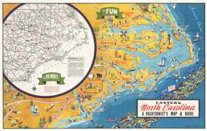 1948 Sink Pictorial Map of Eastern North Carolina