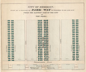 1868 Vaux and Olmsted's Layout Map of Eastern Parkway, Brooklyn, New York