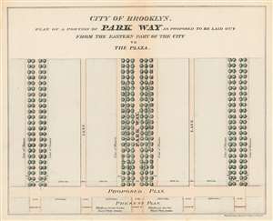 1868 Vaux and Olmsted's Layout Map of Eastern Parkway, Brooklyn, New York