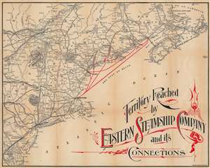 1905 Rand Avery Map of New England w/ Eastern Steamship Company Routes