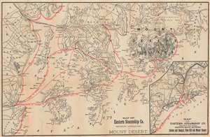 1905 Rand Avery Map of Mount Desert Island and Eastern Steamship Company Routes