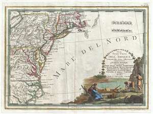 1797 Cassini Map of the Eastern Coast of the United States
