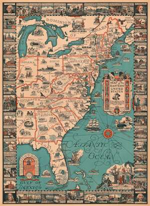 1929 Tyng Pictorial Map of the Eastern United States
