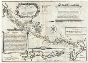 1681 Du Val Map of The Canal du Mudi (Canal Royal en Languedoc), France