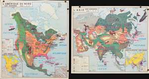1960 Anscombre Pictorial Map of Economic Production of N. America and Asia