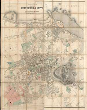 1869 Johnston City Plan or Map of Edinburgh and Leith, Scotland