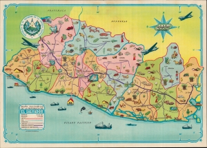 1950 Junta Nacional de Turismo Pictorial Map of El Salvador
