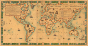 1944 Dufrenoy Enormous Pictorial Map of the World, French Empire