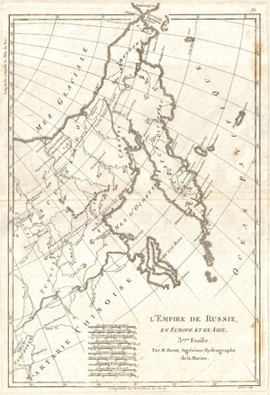 1780 Bellin Map of Eastern Russia, Tartary, and the Bering Strait