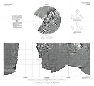 1992 U.S. Geological Survey Map or Photomosaic of Enceladus, Moon of Saturn