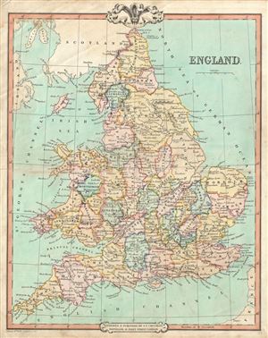 1850 Cruchley Map of England