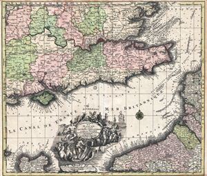1730 Seutter Map of Southeast England, the English Channel, London, and Normandy