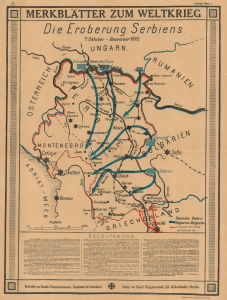 1916 German Propaganda Map of the WWI Central Powers Conquest of Serbia