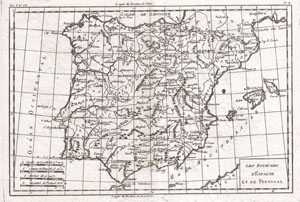 1780 Raynal and Bonne Map of Spain and Portugal
