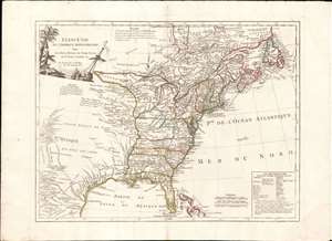 1787 Delamarche Map of the United States w/ Jeffersonian states and Indiana Company