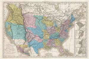 1848 Tardieu Map of The United States during the Mexican-American War
