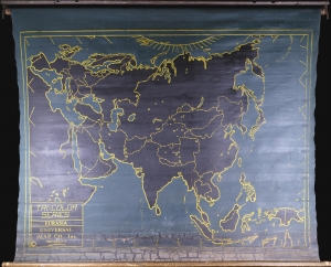 1939 Universal Map Co. Chalkboard Map of Asia and Europe