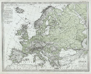 1862 Stieler Physical Map of Europe