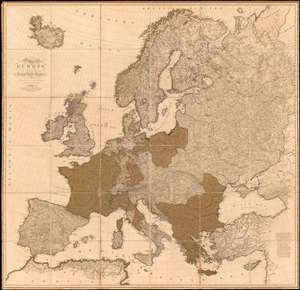 1804 Faden Wall Map of Europe (spectacular old color)