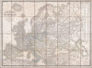 1844 Logerot Postal Pocket Map of Europe