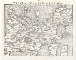 1545 Munster Modern Map of Europe (1st block, 2nd state)
