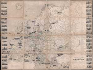 1851 Vuillemin Folding Map of Europe