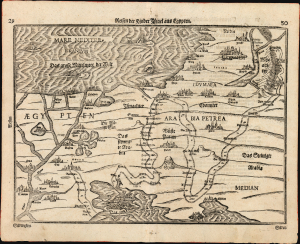 1581 / 1608 Bünting Woodcut Map of the Peregrination of Israel
