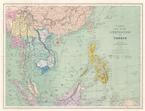 1884 Andriveau-Goujon Map of Southeast Asia and East Indies