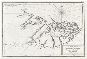 1787 Philippe de Pretot Map of the Falkland Islands (Islas Malvinas)