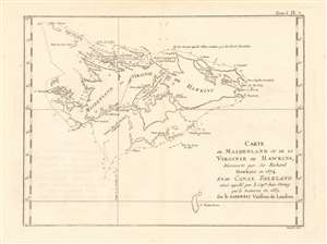 1774 Benard/ Hawkesworth Chart of the Falkland Islands