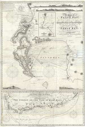 1860 Norie Nautical Map of the Cape of Good Hope / False Bay, South Africa